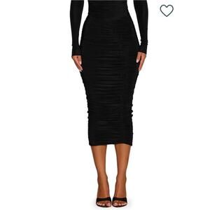 Naked wardrobe ruched midi skirt